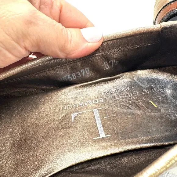 AGL Cap Toe Champagne Gold and Black Ballet Flats in Size‎ 7.5 - Picture 6 of 7